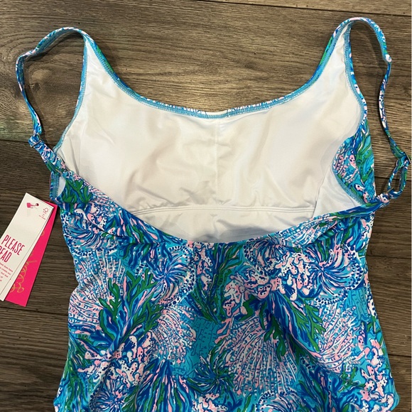 NWT Lilly Pulitzer Brin Scoop Neck One Piece Swimsuit - Las Olas Aqua - Picture 14 of 16
